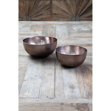 Orsina Solis Set of 2 Round Bronze Hammered Aluminium Decorative Bowls