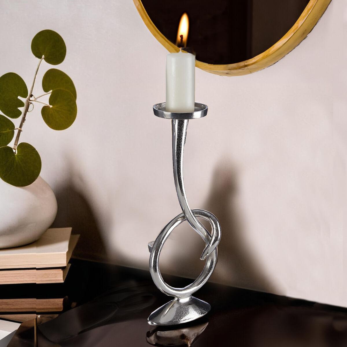 Orsina Kensington Townhouse Twist Nickel Taper Candle Holder
