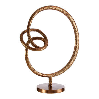 Orsina Nexus Round Abstract Sculpture – Textured Brown Bronze Decor