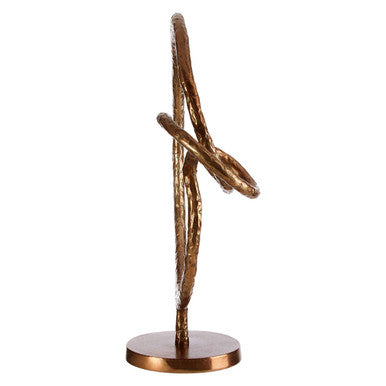 Orsina Nexus Round Abstract Sculpture – Textured Brown Bronze Decor