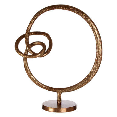 Orsina Nexus Round Abstract Sculpture – Textured Brown Bronze Decor