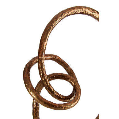 Orsina Nexus Round Abstract Sculpture – Textured Brown Bronze Decor