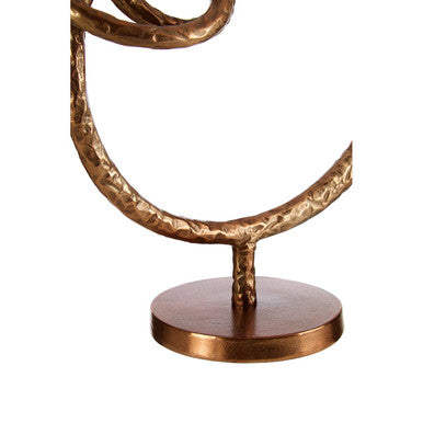 Orsina Nexus Round Abstract Sculpture – Textured Brown Bronze Decor