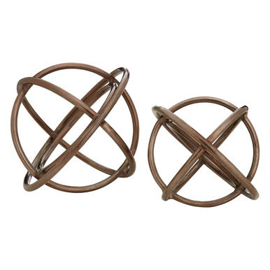 Orsina Nexus Bronze Sphere Sculptures | Set of 2 Aluminum Orbs