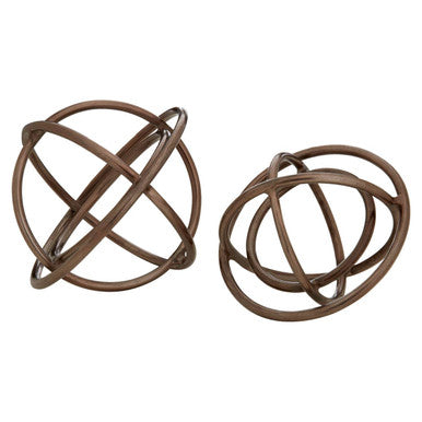Orsina Nexus Bronze Sphere Sculptures | Set of 2 Aluminum Orbs