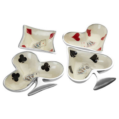 Orsina Churchill Playing Card Suit Decorative Bowls - Silver Set of 4