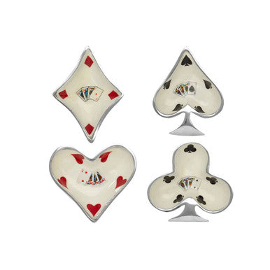 Orsina Churchill Playing Card Suit Decorative Bowls - Silver Set of 4
