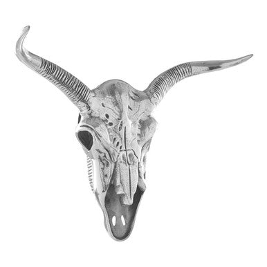 Orsina Zania Silver Aluminium Wall Mounted Skull Sculpture