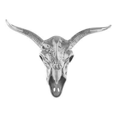 Orsina Zania Silver Aluminium Wall Mounted Skull Sculpture