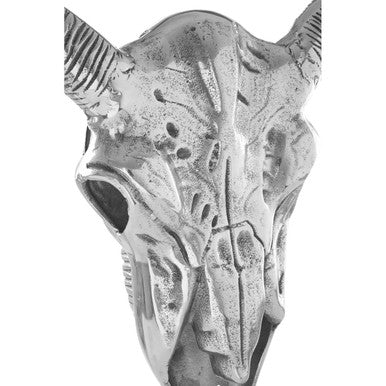 Orsina Zania Silver Aluminium Wall Mounted Skull Sculpture