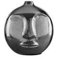Orsina Viso Small Silver Face Round Vase – Sculptural Aluminum Decor