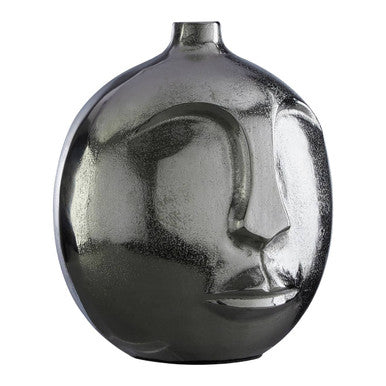 Orsina Viso Large Silver Face Round Vase – Modern Sculptural Decor