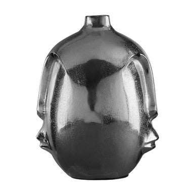 Orsina Viso Large Silver Face Round Vase – Modern Sculptural Decor