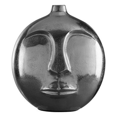 Orsina Viso Large Silver Face Round Vase – Modern Sculptural Decor