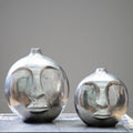 Orsina Viso Large Silver Face Round Vase – Modern Sculptural Decor