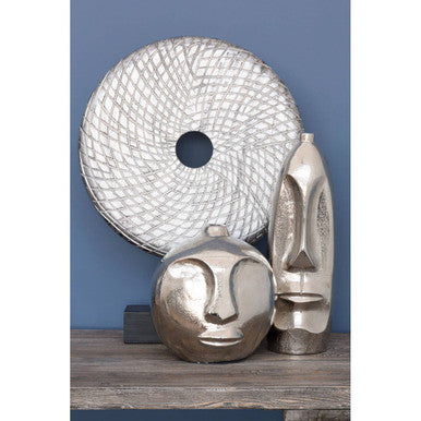 Orsina Viso Large Silver Face Round Vase – Modern Sculptural Decor