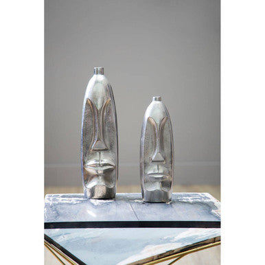 Orsina Viso Silver Face Tall Vase – Modern Abstract Aluminum Decor