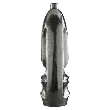 Orsina Viso Large Silver Face Tall Vase | Sculptural Aluminium Decor