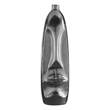 Orsina Viso Large Silver Face Tall Vase | Sculptural Aluminium Decor
