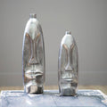 Orsina Viso Large Silver Face Tall Vase | Sculptural Aluminium Decor
