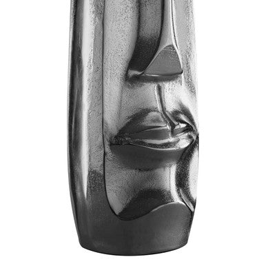Orsina Viso Large Silver Face Tall Vase | Sculptural Aluminium Decor