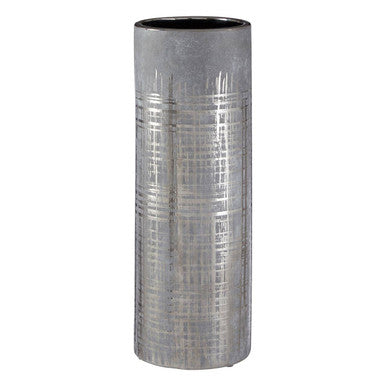 Orsina Embra Large Grey Ceramic Flower Vase with Silver Etching