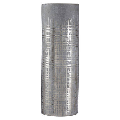 Orsina Embra Large Grey Ceramic Flower Vase with Silver Etching