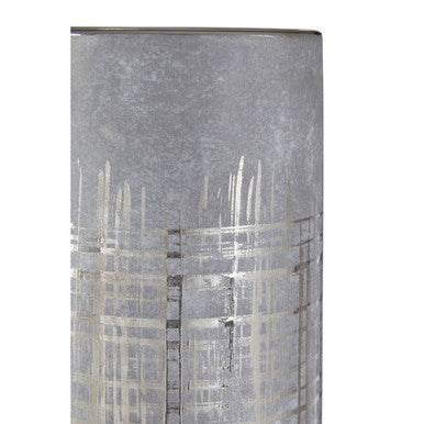 Orsina Embra Large Grey Ceramic Flower Vase with Silver Etching