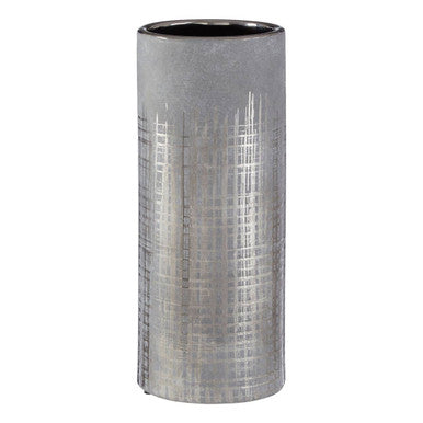 Orsina Embra Small Grey Ceramic Flower Vase with Silver Etching