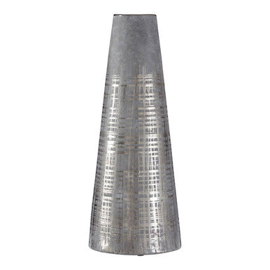 Orsina Embra Large Conical Flower Vase – Grey Ceramic with Silver Detail