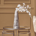 Orsina Embra Large Conical Flower Vase – Grey Ceramic with Silver Detail