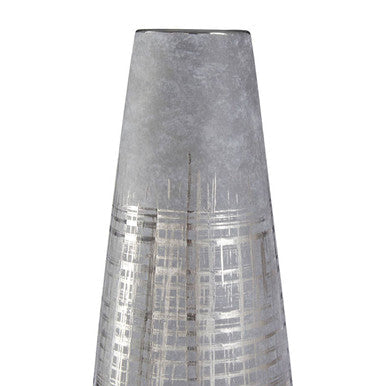 Orsina Embra Large Conical Flower Vase – Grey Ceramic with Silver Detail