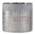 Orsina Large Grey Ceramic Planter – Modern Silver Crosshatch Pot