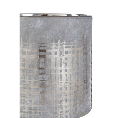 Orsina Large Grey Ceramic Planter – Modern Silver Crosshatch Pot
