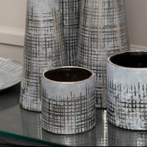 Orsina Embra Small Grey Ceramic Planter – Modern Succulent Pot