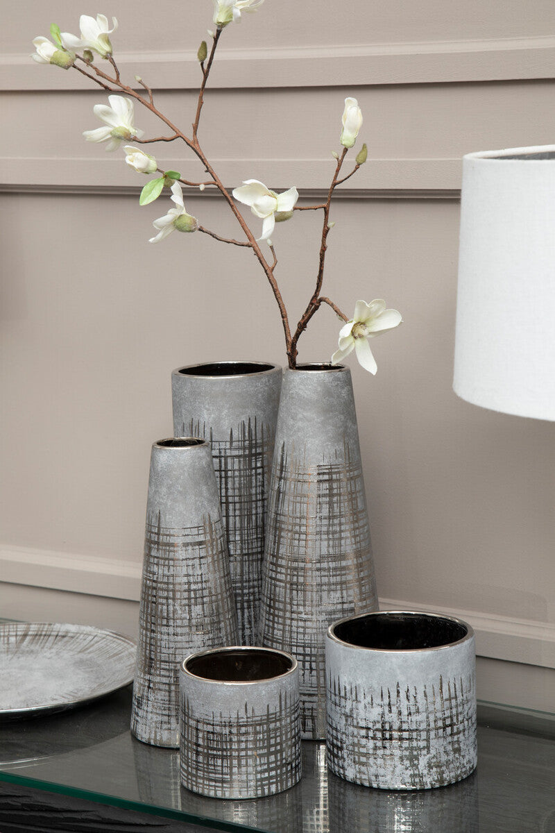 Orsina Embra Small Grey Ceramic Planter – Modern Succulent Pot
