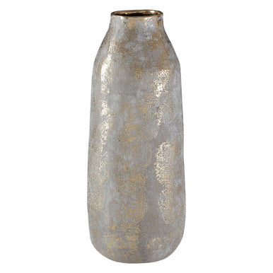 Orsina Orvena Large Ceramic Vase – Grey and Distressed Gold Decor