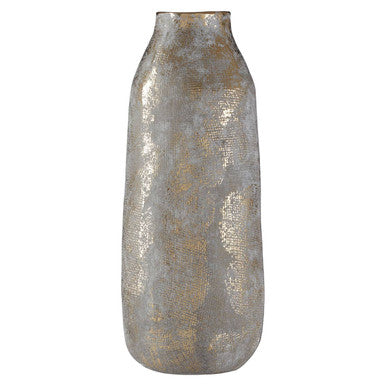 Orsina Orvena Large Ceramic Vase – Grey and Distressed Gold Decor