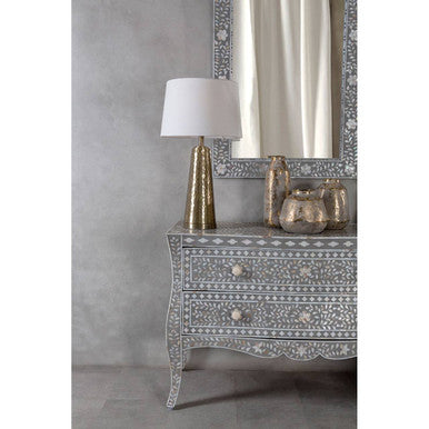Orsina Orvena Large Ceramic Vase – Grey and Distressed Gold Decor