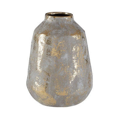 Orsina Medium Grey and Gold Ceramic Vase | Textured Modern Home Decor