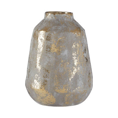 Orsina Medium Grey and Gold Ceramic Vase | Textured Modern Home Decor