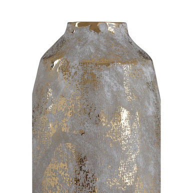 Orsina Medium Grey and Gold Ceramic Vase | Textured Modern Home Decor