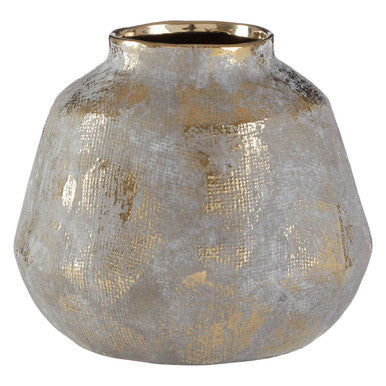 Orsina Orvena Small Grey and Gold Ceramic Vase | Modern Shelf Decor