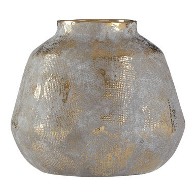 Orsina Orvena Small Grey and Gold Ceramic Vase | Modern Shelf Decor