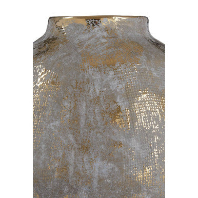 Orsina Orvena Small Grey and Gold Ceramic Vase | Modern Shelf Decor