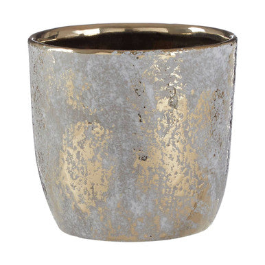 Orsina Small Grey and Gold Ceramic Planter | Handcrafted Modern Pot