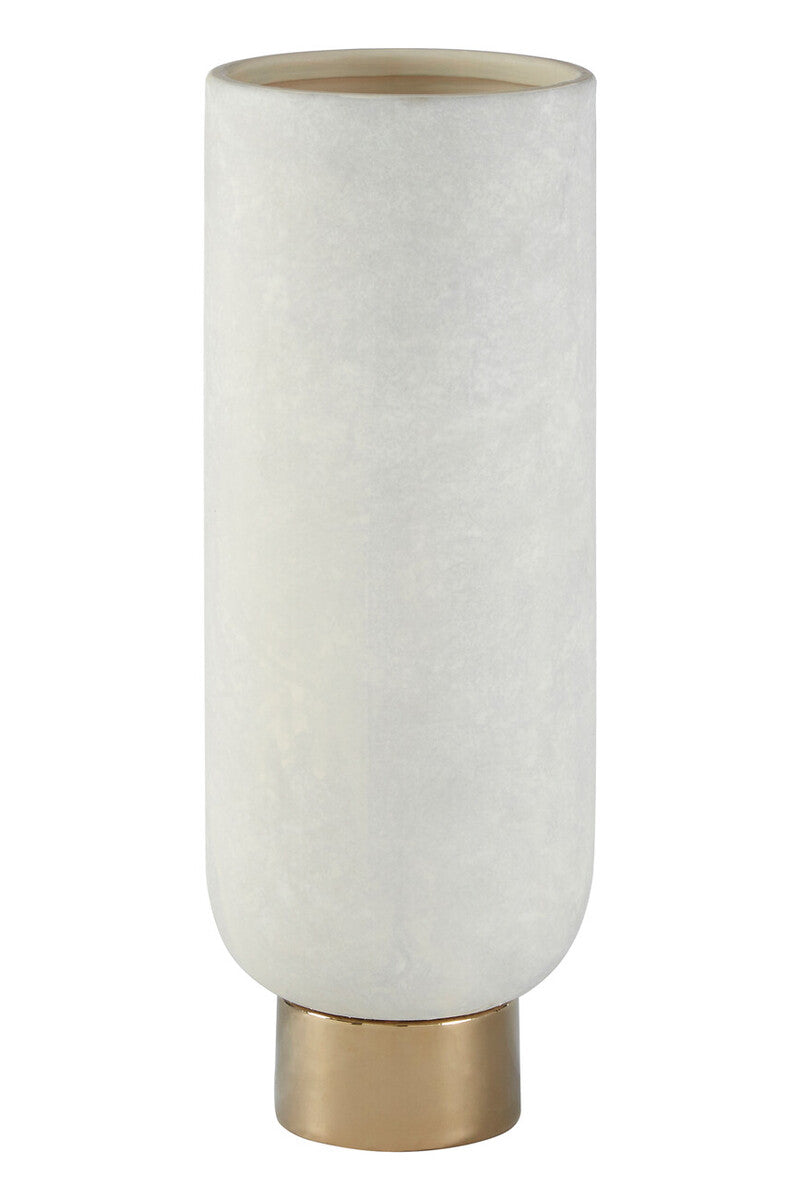 Orsina Callie White and Gold Ceramic Pedestal Vase – Small Modern Decor