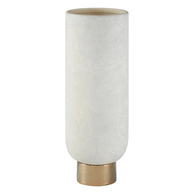 Orsina Callie White and Gold Ceramic Pedestal Vase – Small Modern Decor