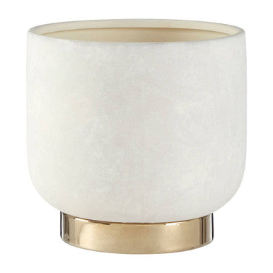 Orsina Callie Large Ceramic Planter with Gold Pedestal – White