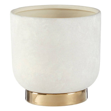 Orsina Callie Small White Planter with Gold Pedestal Base